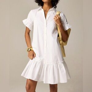 J. Crew Ruffle Hem Shirt Dress in Cotton Poplin